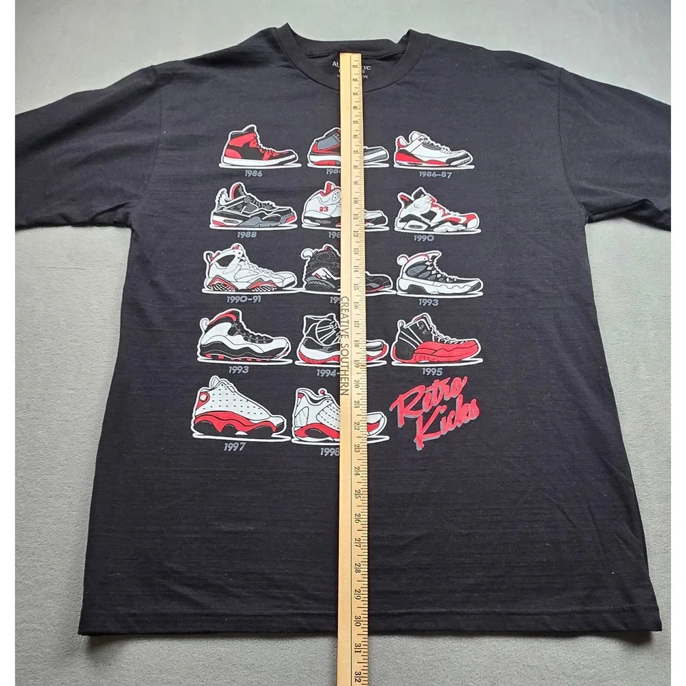 Authentic‎ Classics Mens Retro Kicks Basketball Sneaker Timeline Graphic Tee XL